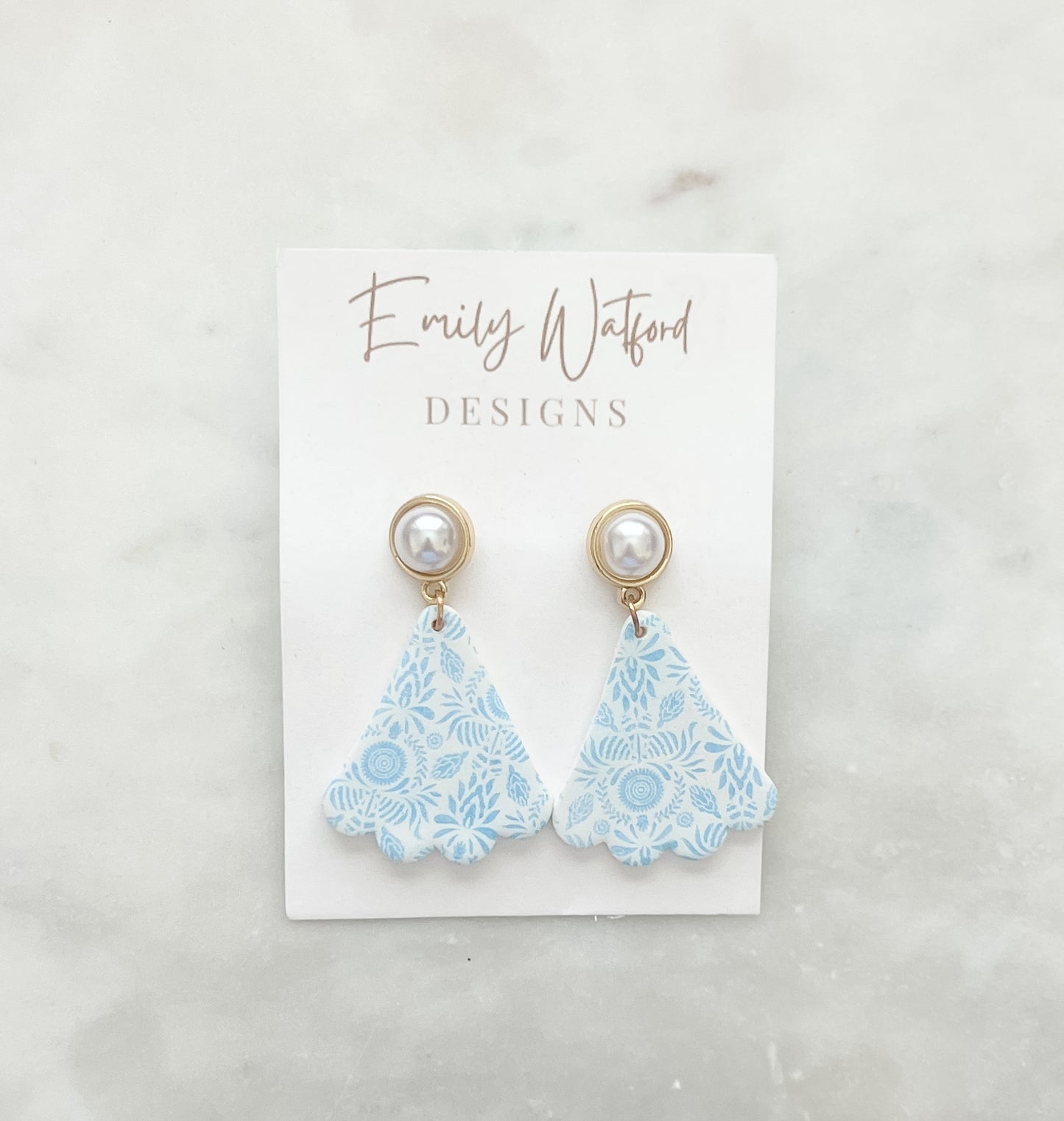 Blue Floral Scallop Pearl