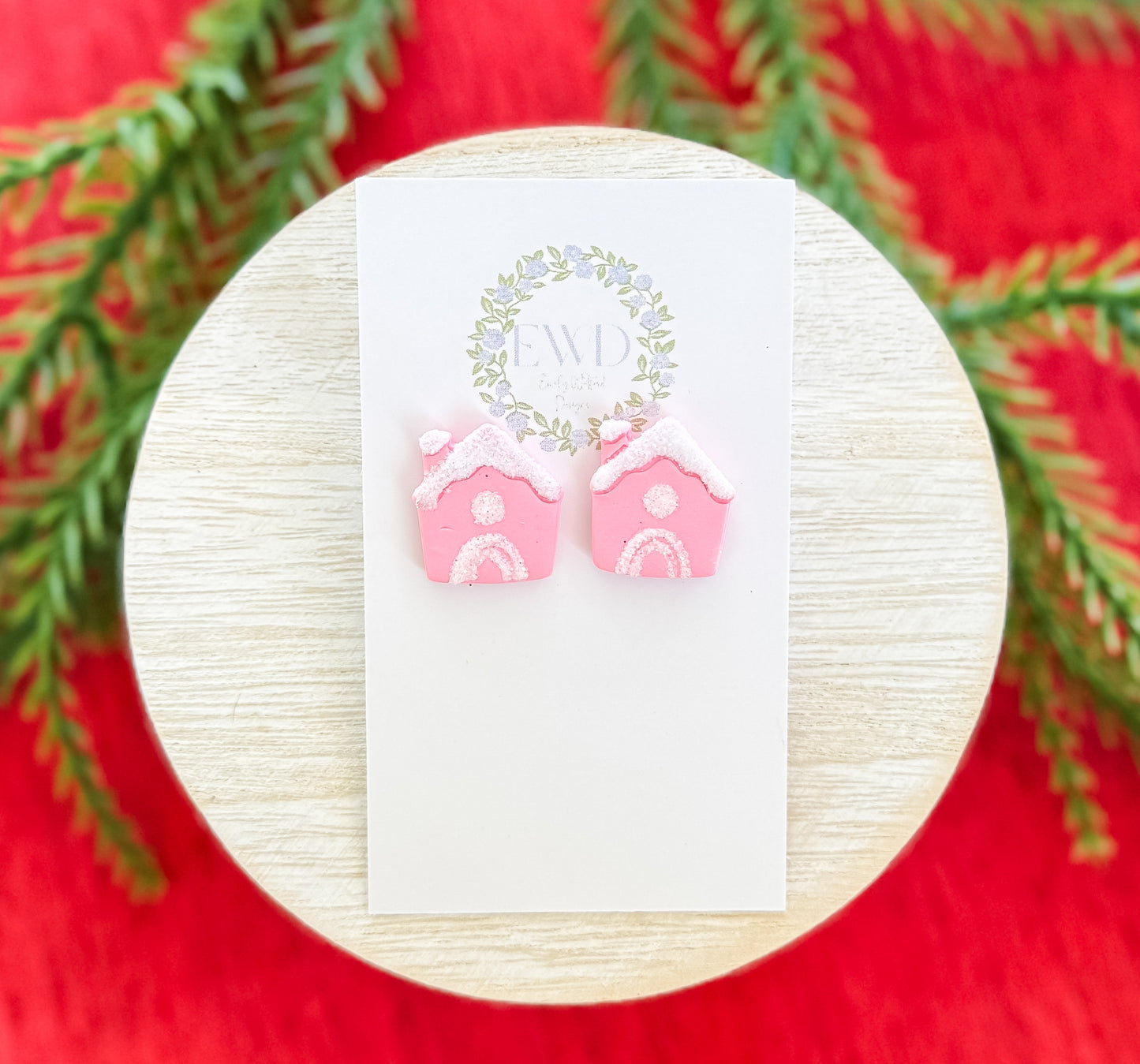 Pink Gingerbread House Stud