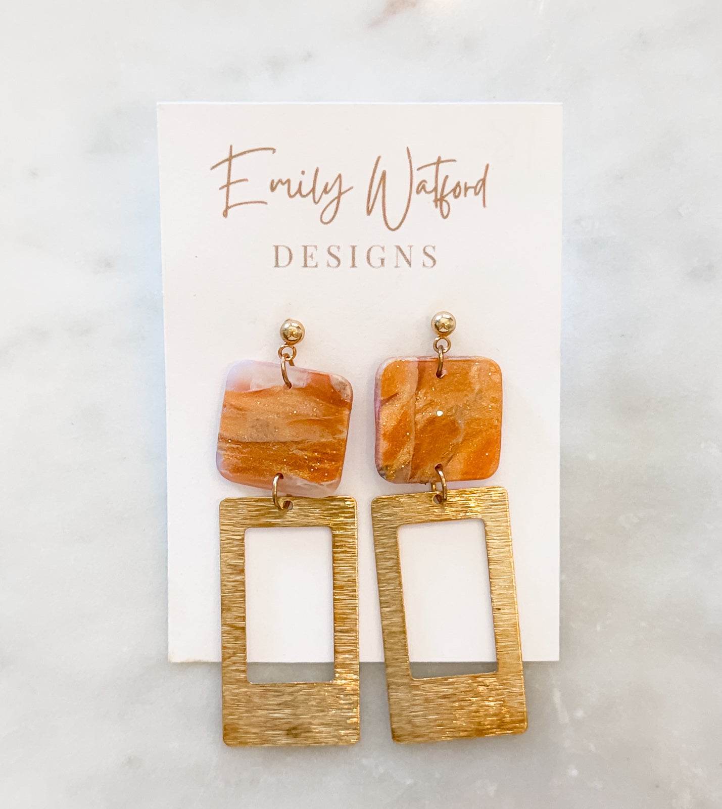 Orange mix square dangle