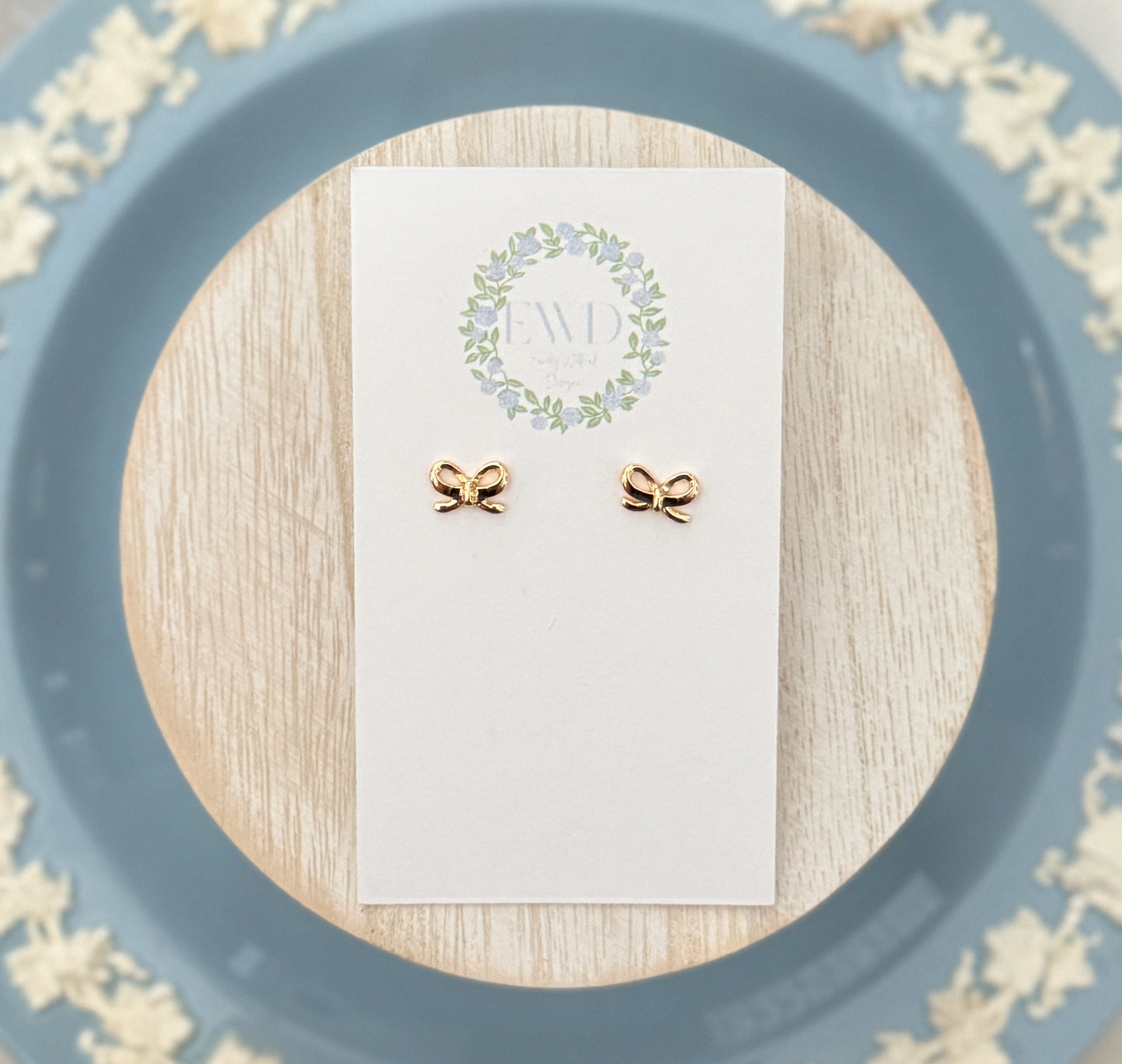 Gold Tiny Bow Studs