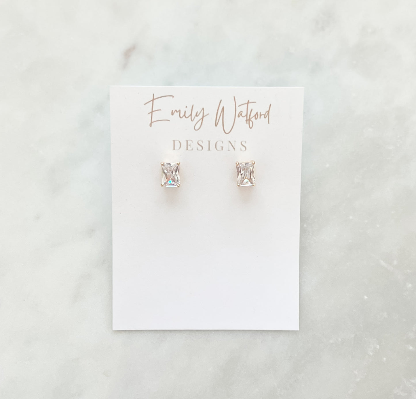Emerald Cut Glass Stud