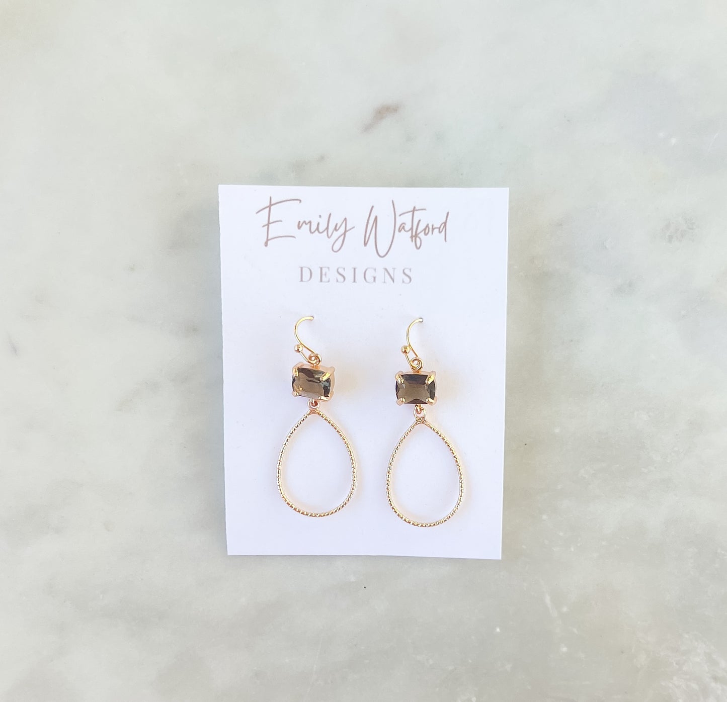 Brown Glass Small Oval Dangle