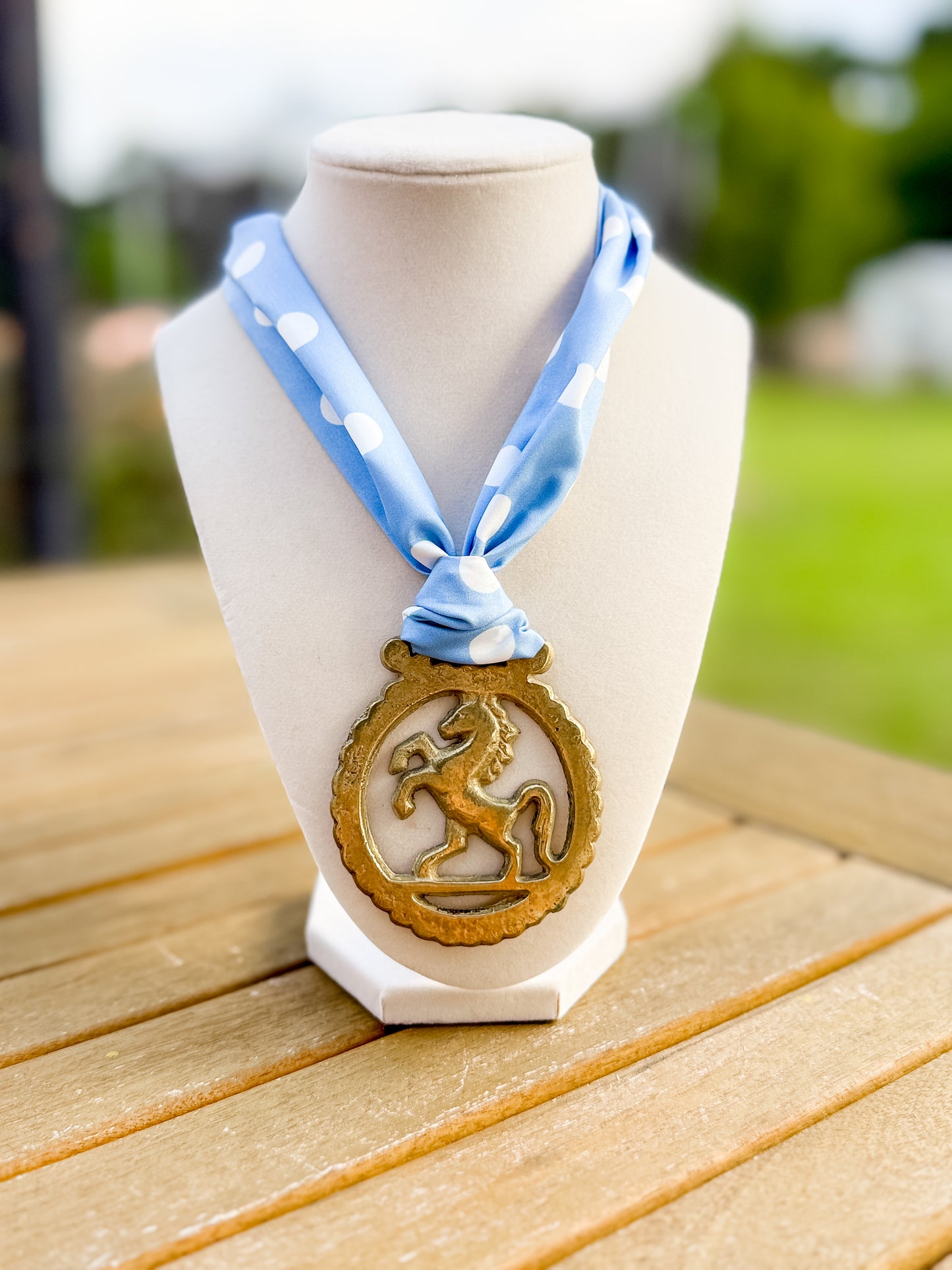 Standing Horse Medallion Scarf Necklace