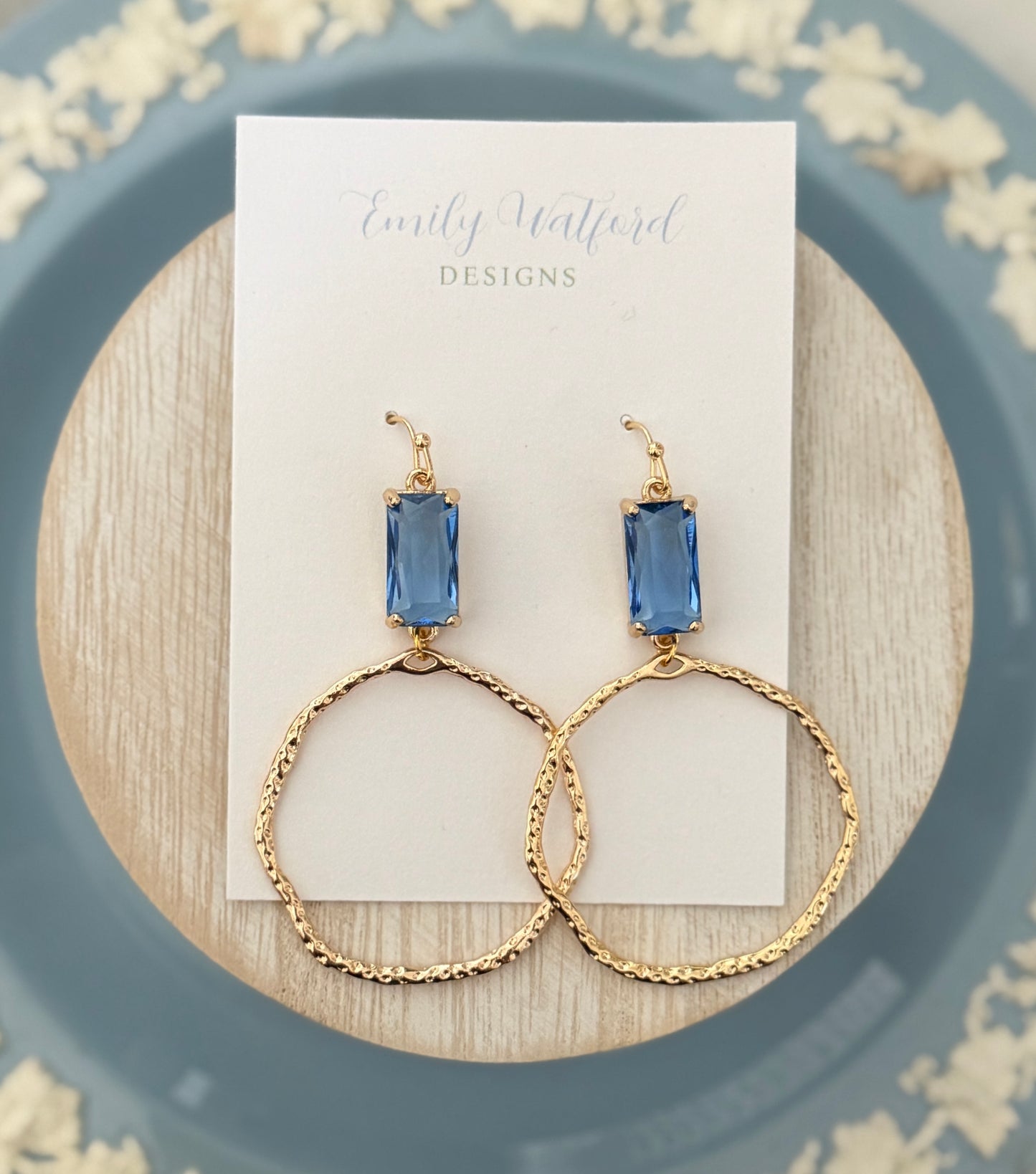 Blue Glass Circle Dangle