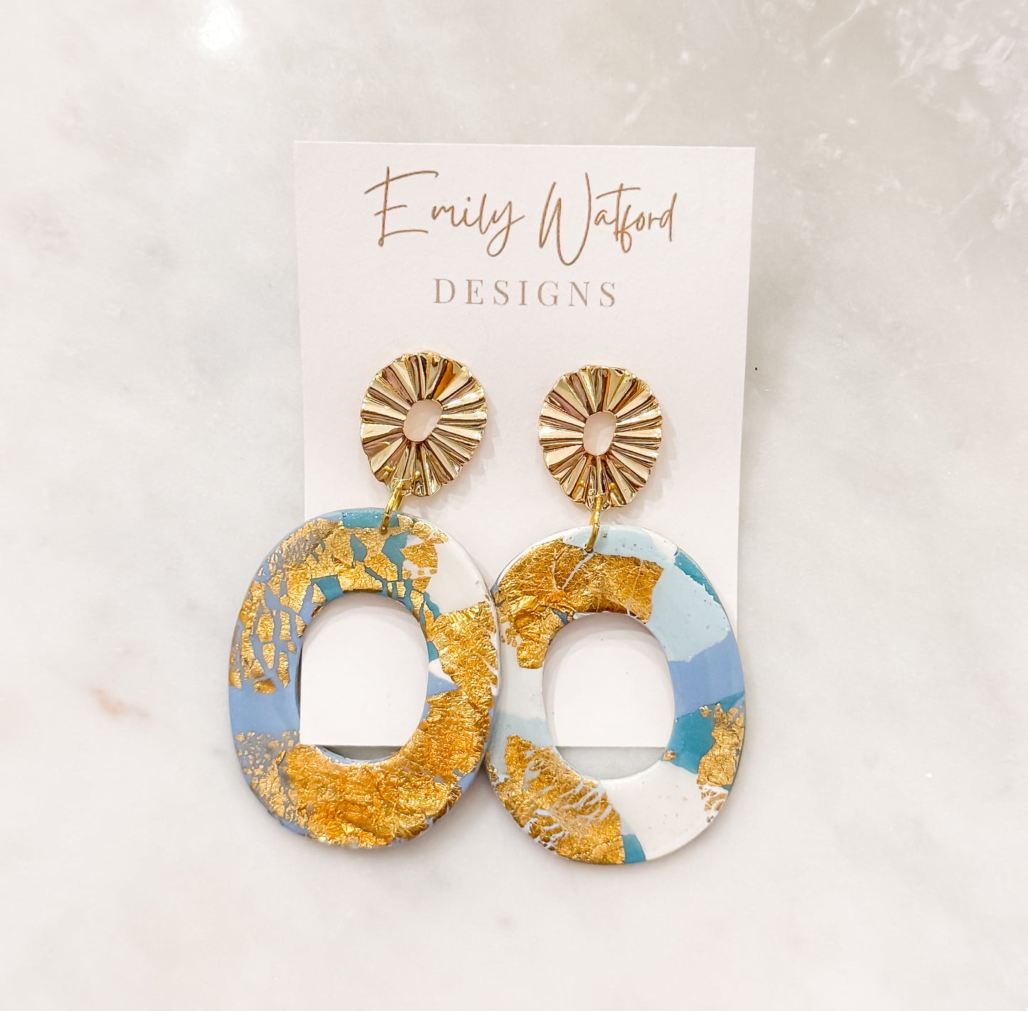 Blue mix oval dangle