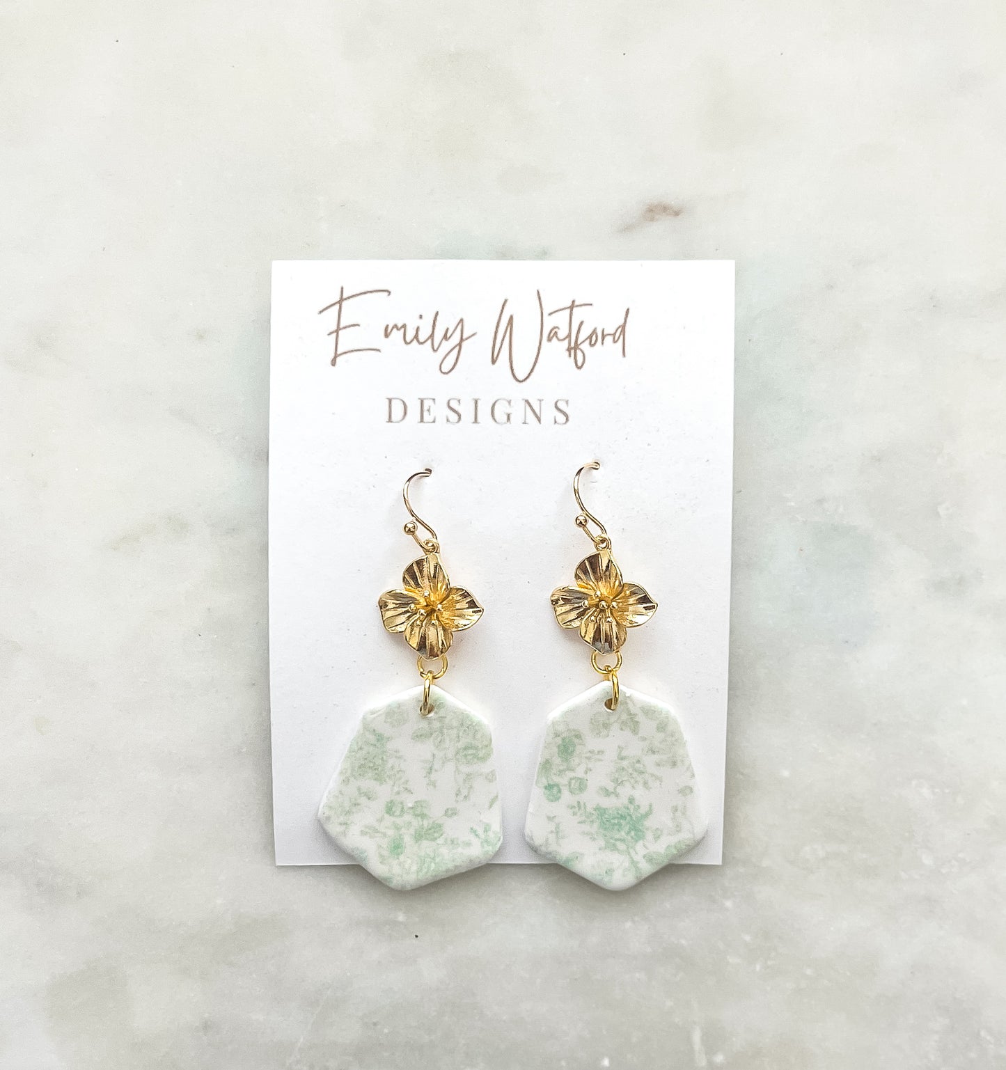 Green Floral Flower Dangle