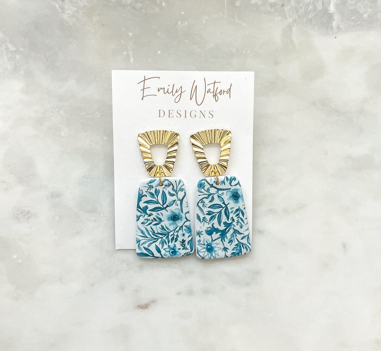 Deep Blue Floral Rectangle