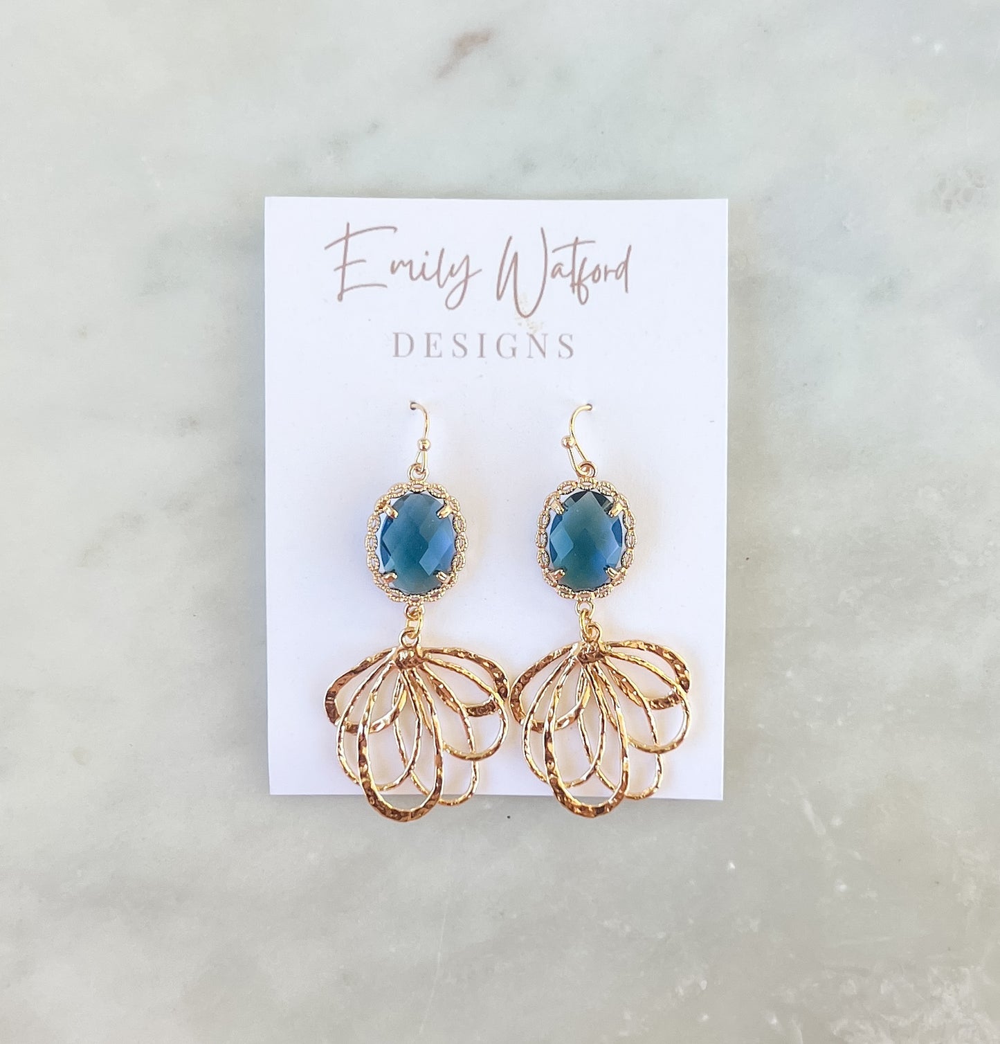 Blue Glass Leaf Dangle