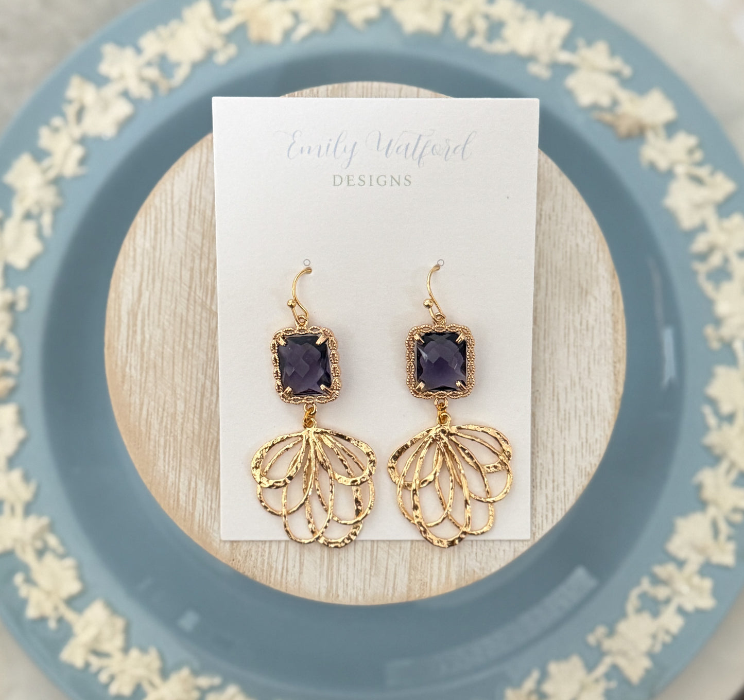 Purple Glass Leaf Dangle