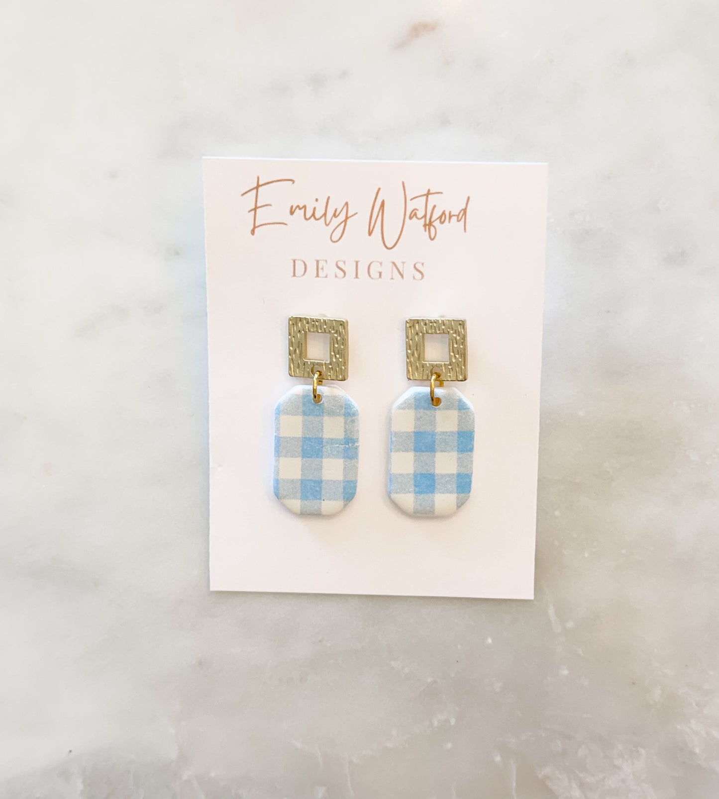 Blue gingham dangle