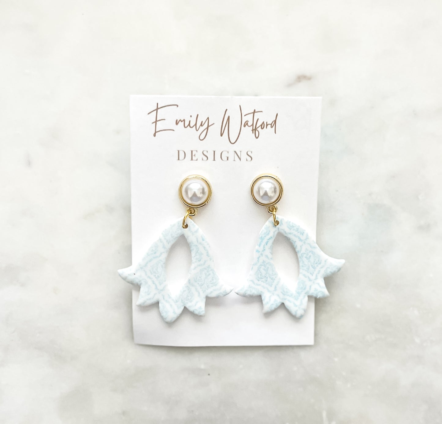 Blue Pattern Flower Dangle
