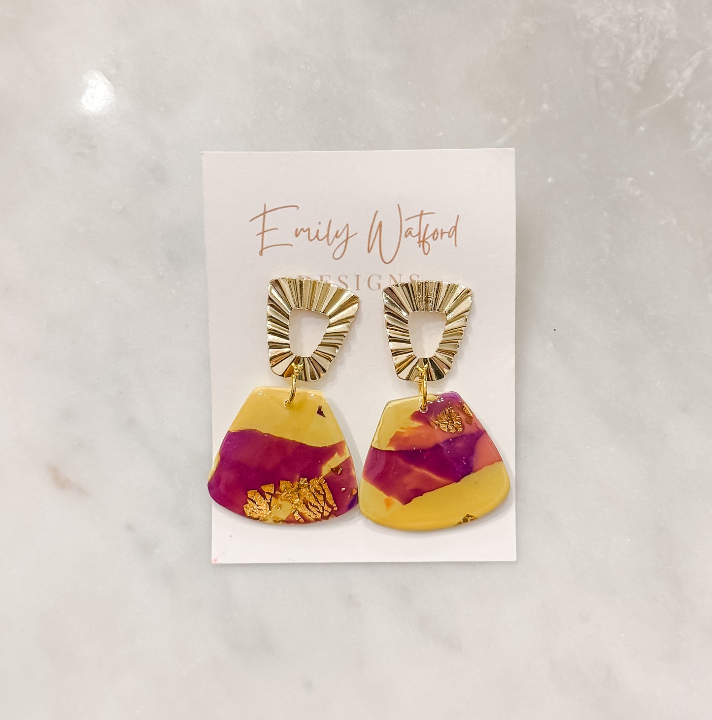 Purple and gold fan dangle