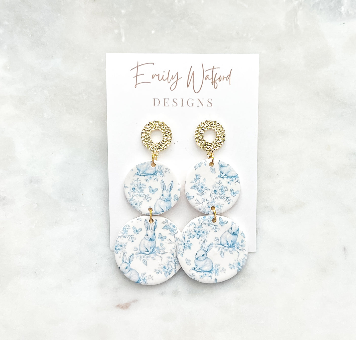Bunny Print Circle Dangle