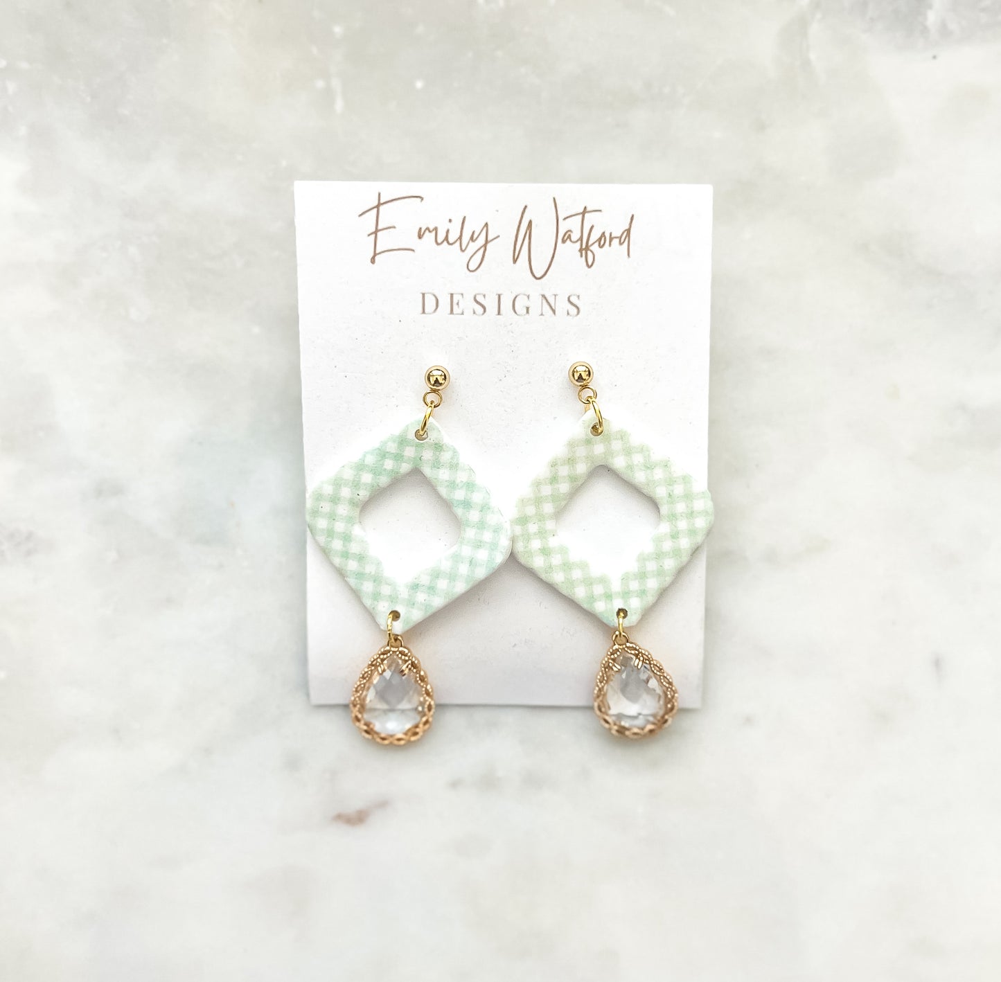 Green Gingham Drop with Glass