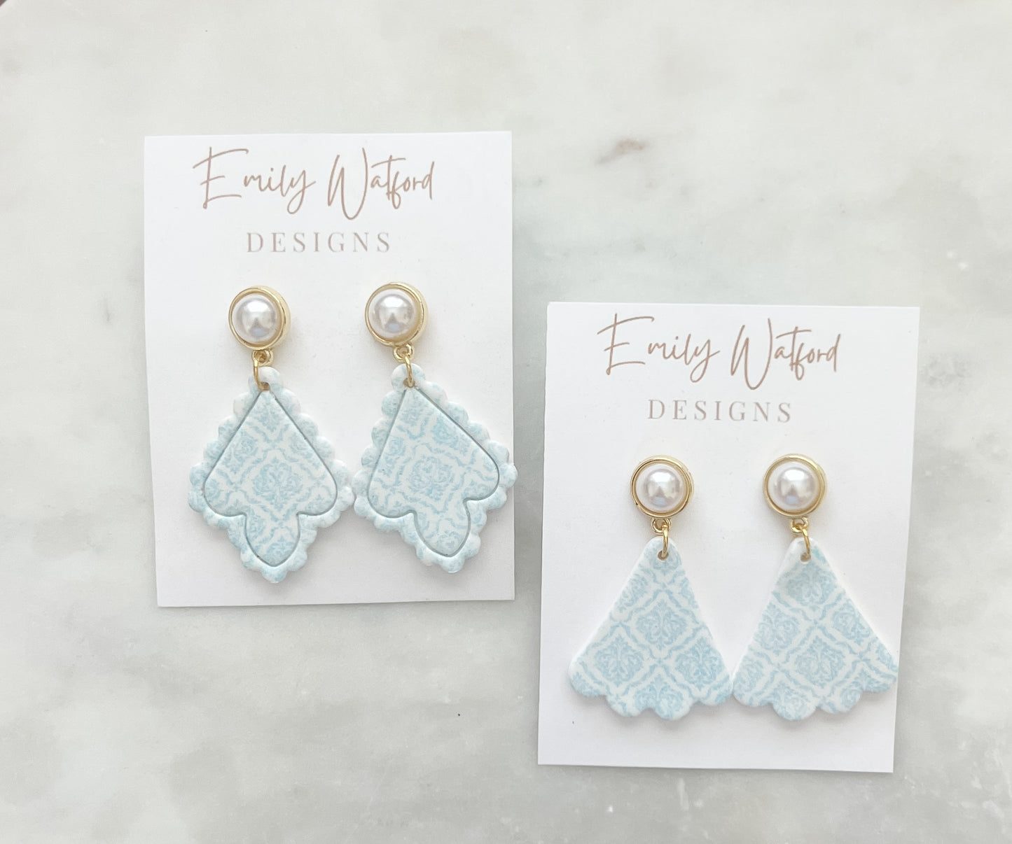 Blue Pattern Scallop Dangle