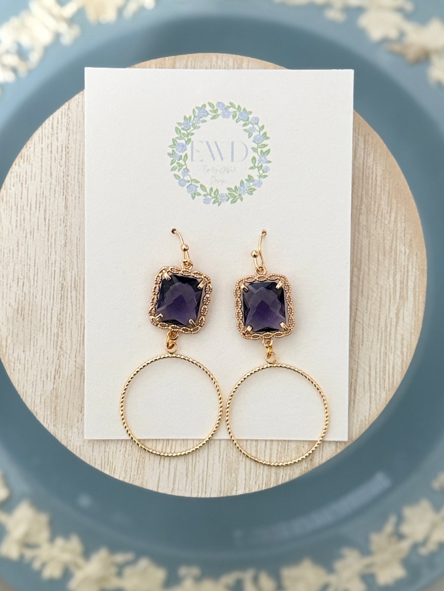 Purple Glass Circle Dangle - Small