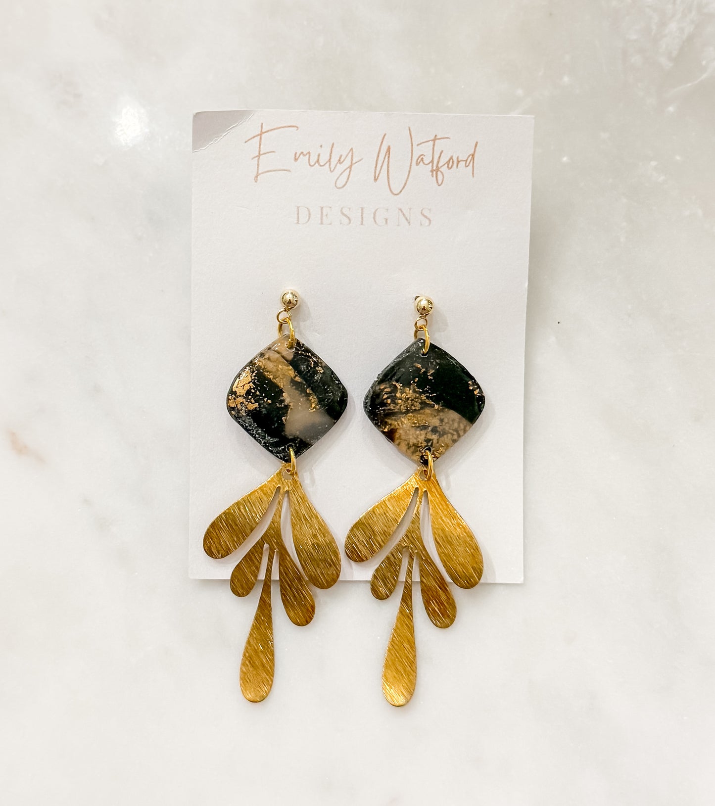 Black gold leaf dangle
