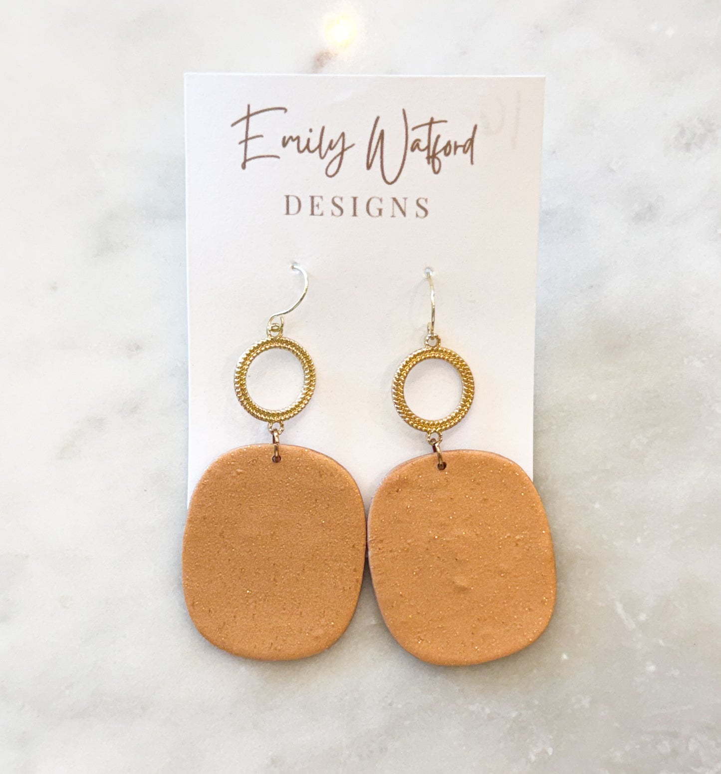 Orange shimmer oval dangle