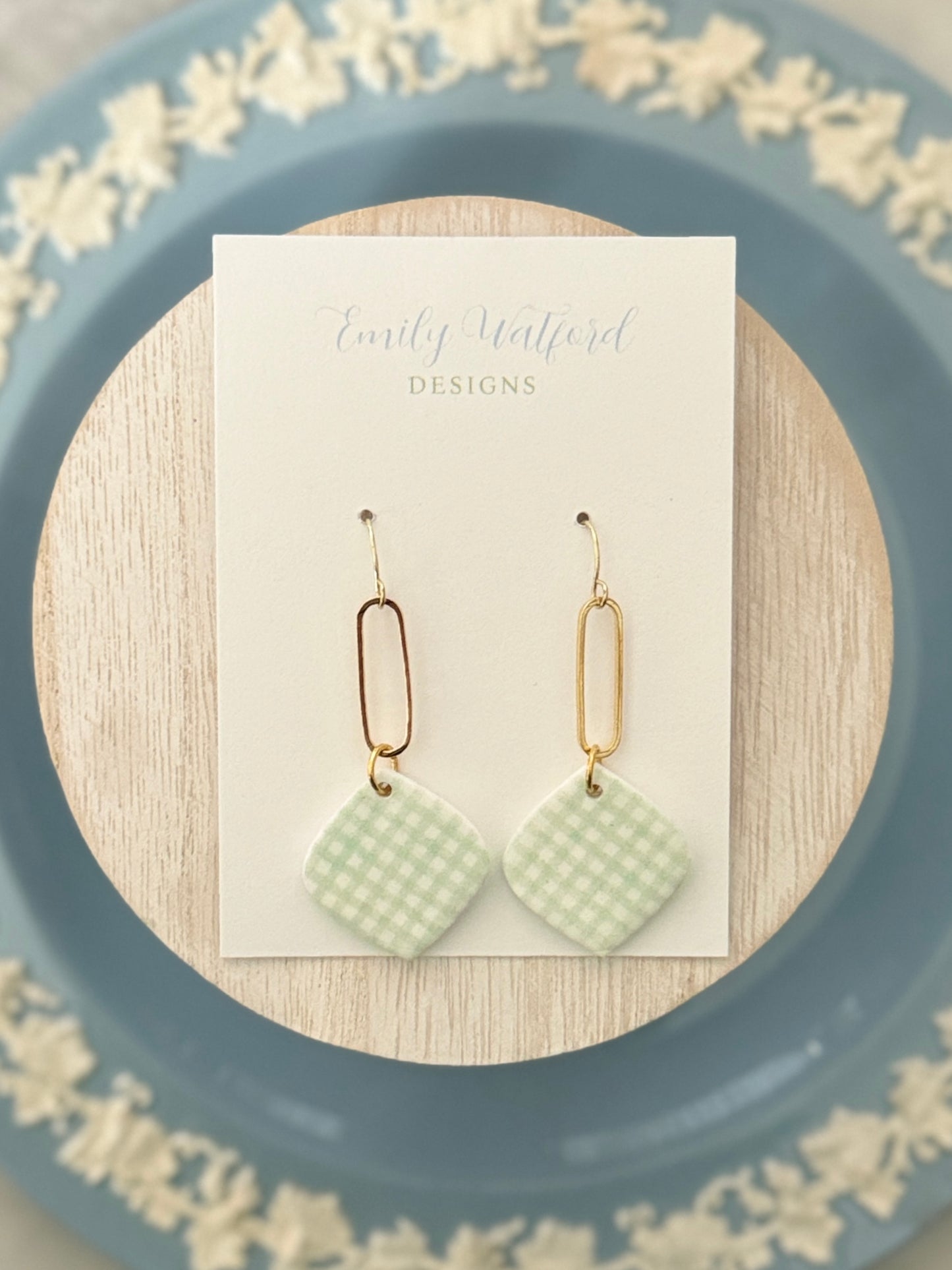 Green Gingham Dangle