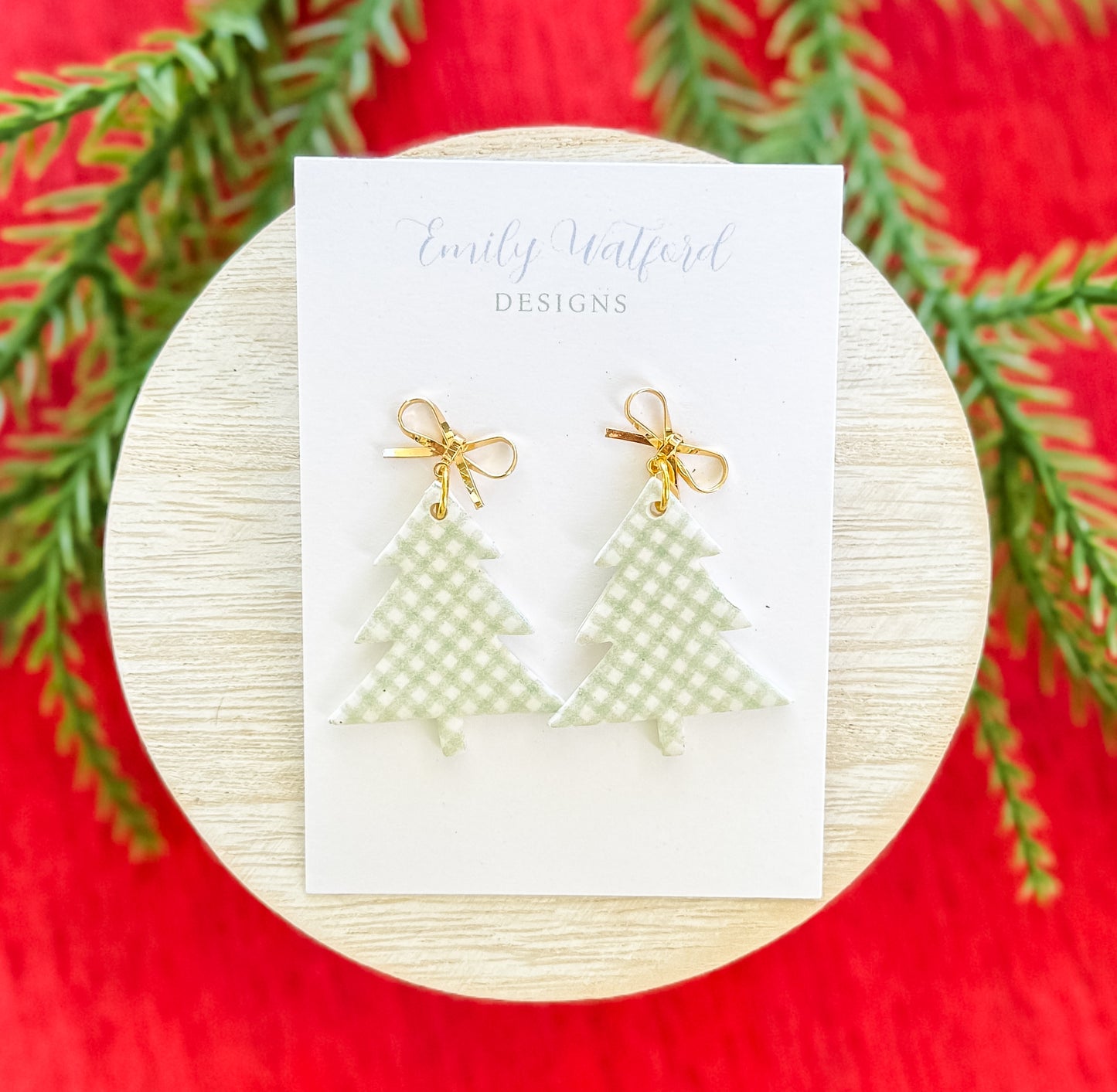 Green Gingham Tree Dangle