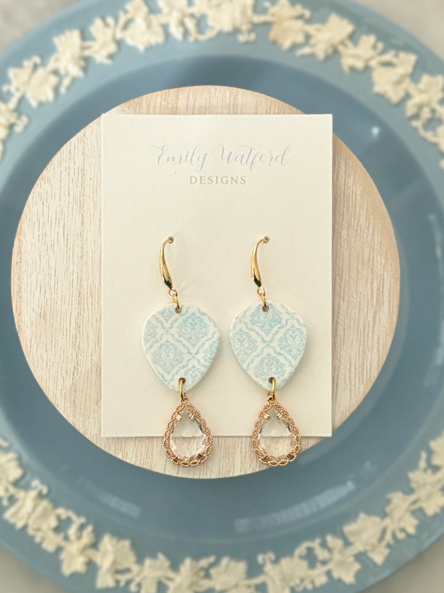 Blue Tile Print Teardrop Hook
