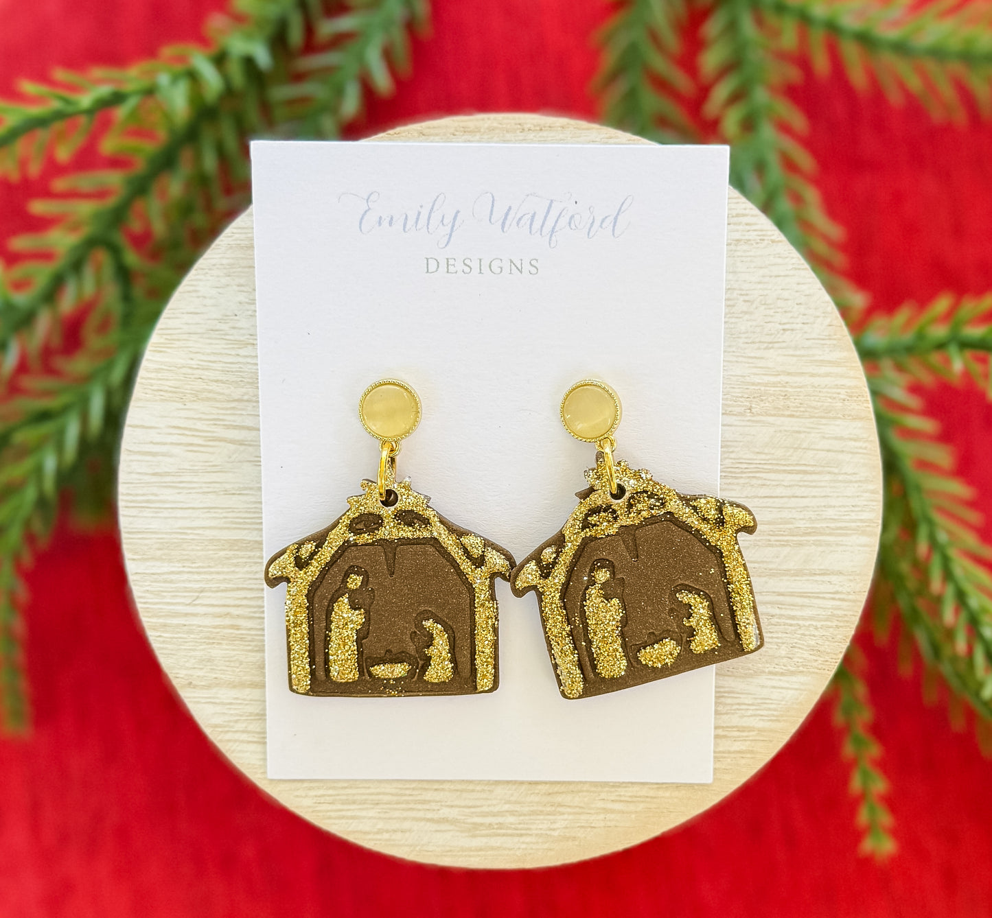 Brown Glitter Nativity Scene