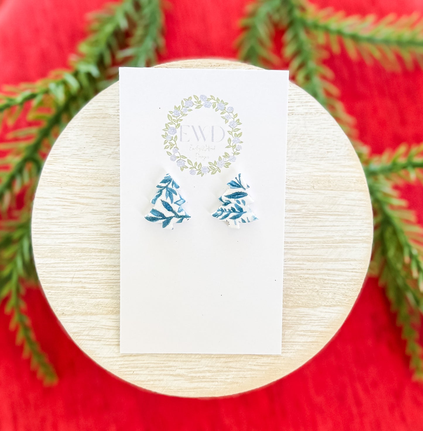 Blue Floral Tree Stud