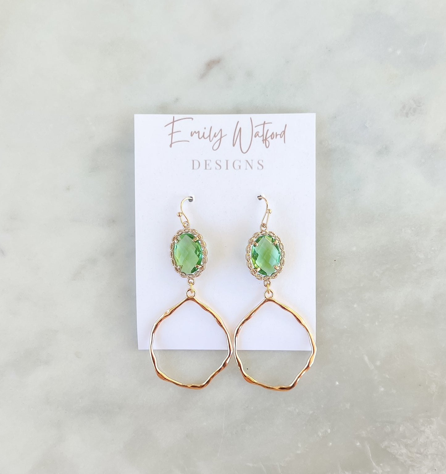 Green Glass Circle Dangle