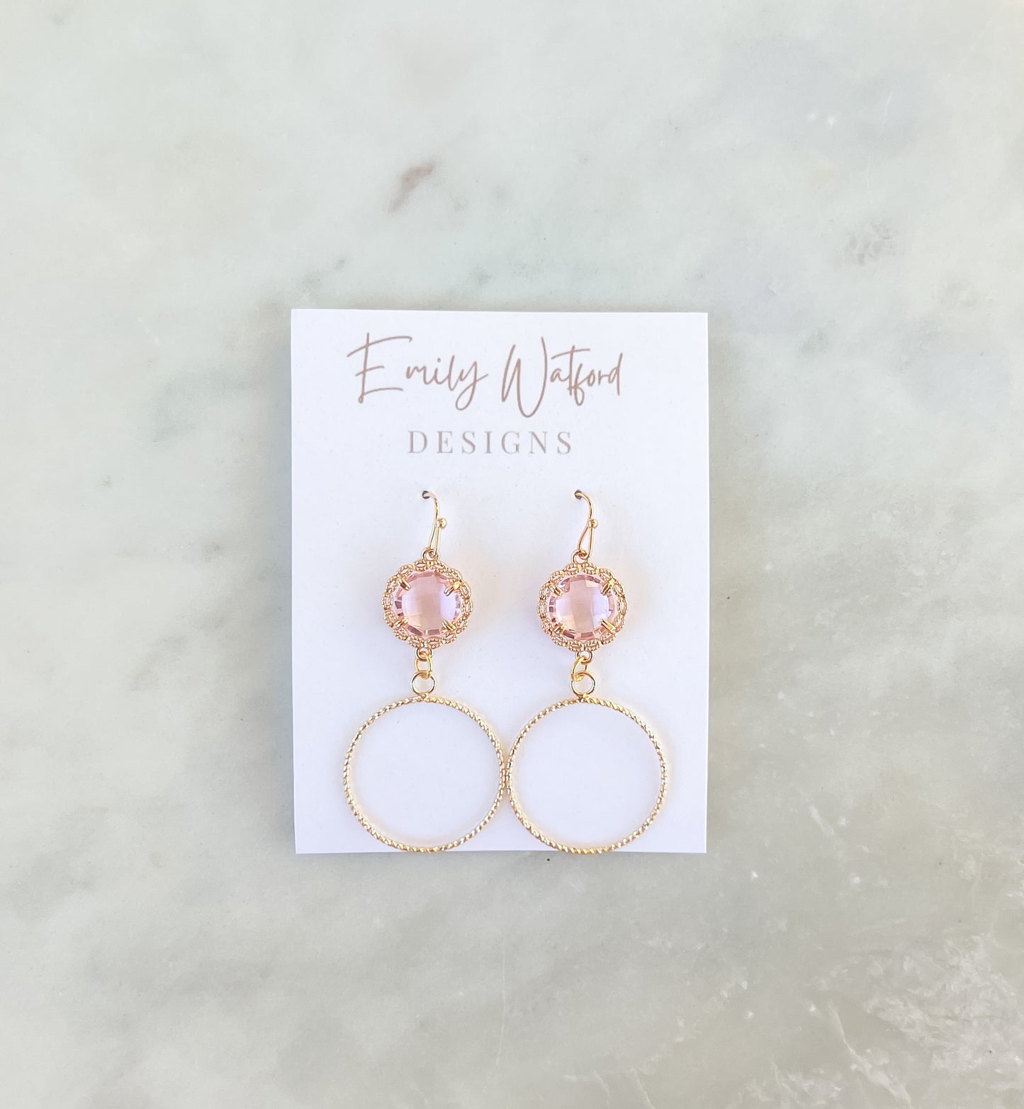 Pink Glass Circle Dangle