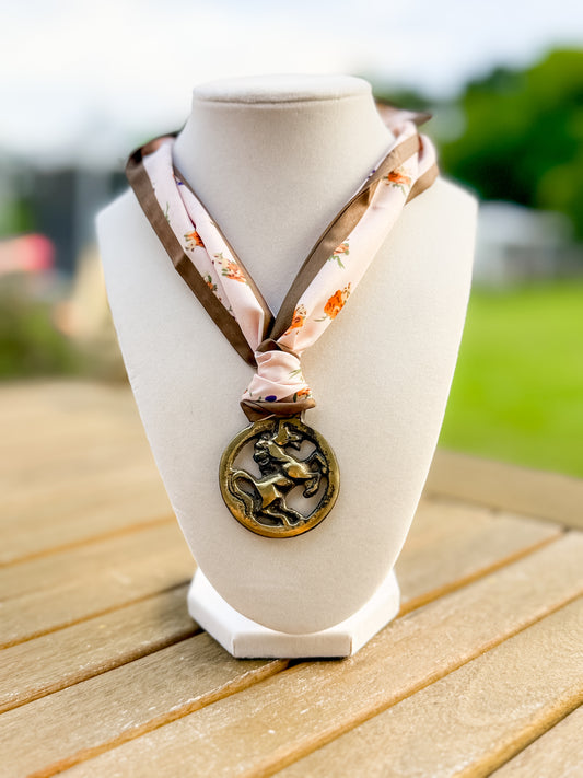 Small Horse Medallion Scarf Necklace