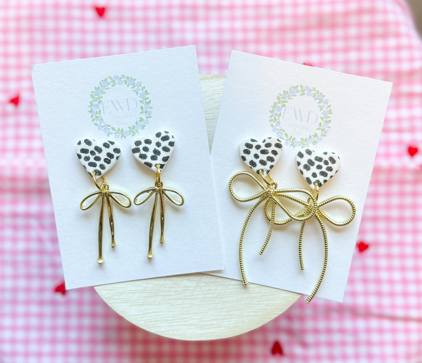 Black and White Heart Bow