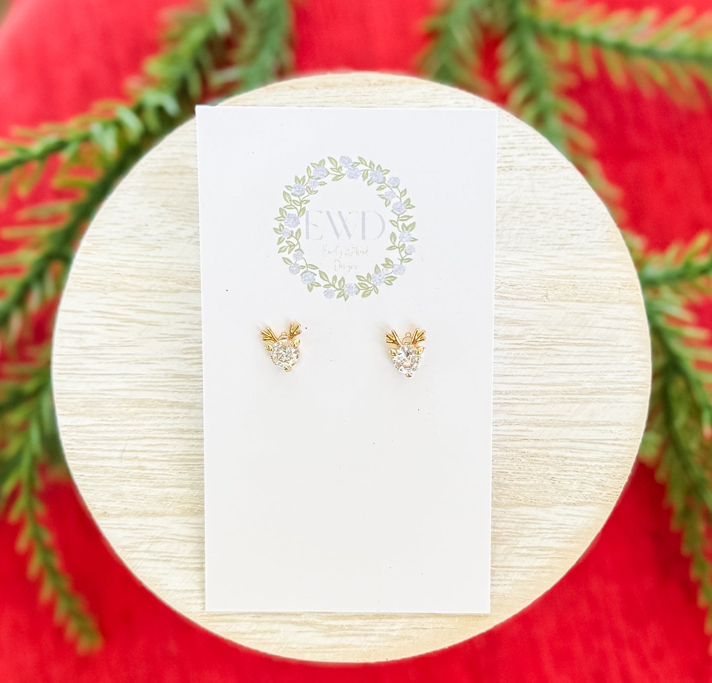 Glass Reindeer Studs