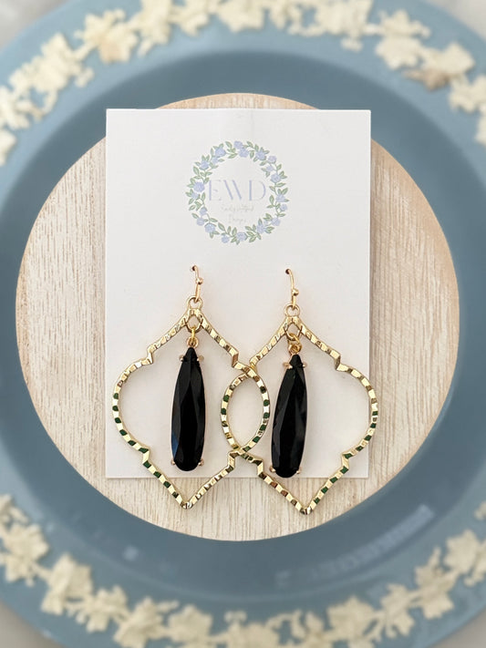 Black Glass Quatrefoil Hook