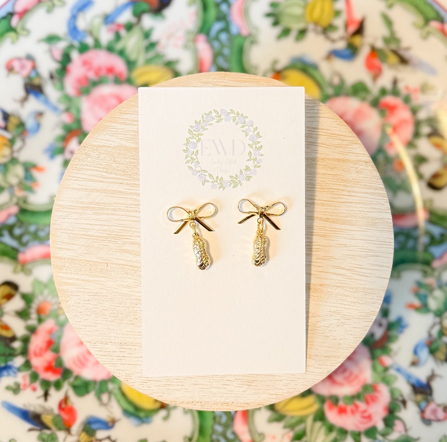 Gold Peanut Bow Dangle