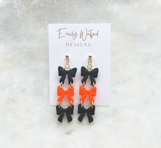 Orange and Black Bow Trio