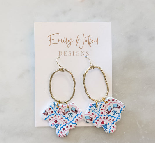 Flag print scallop dangle