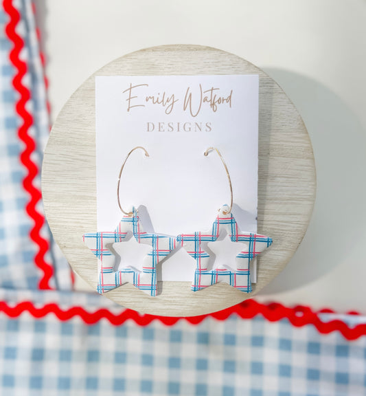 Plaid Star Hoop