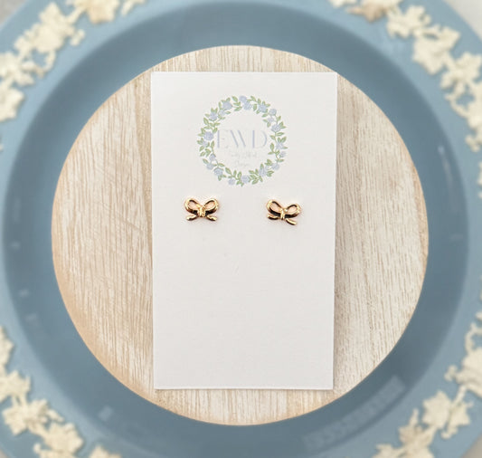Gold Tiny Bow Studs