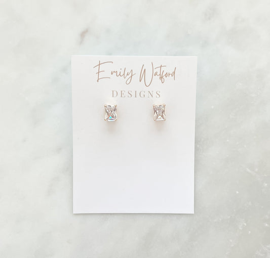 Emerald Cut Glass Stud