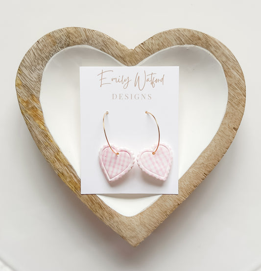 Pink Gingham Heart Hoop