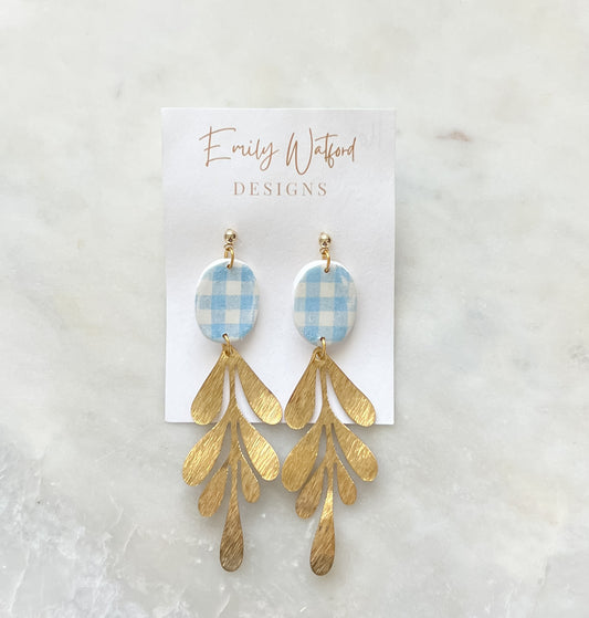 Gingham Leaf Dangle