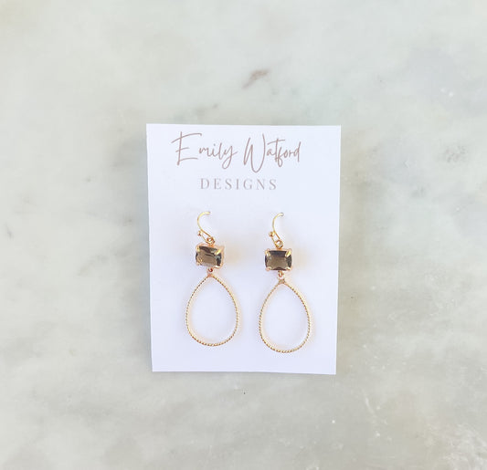 Brown Glass Small Oval Dangle