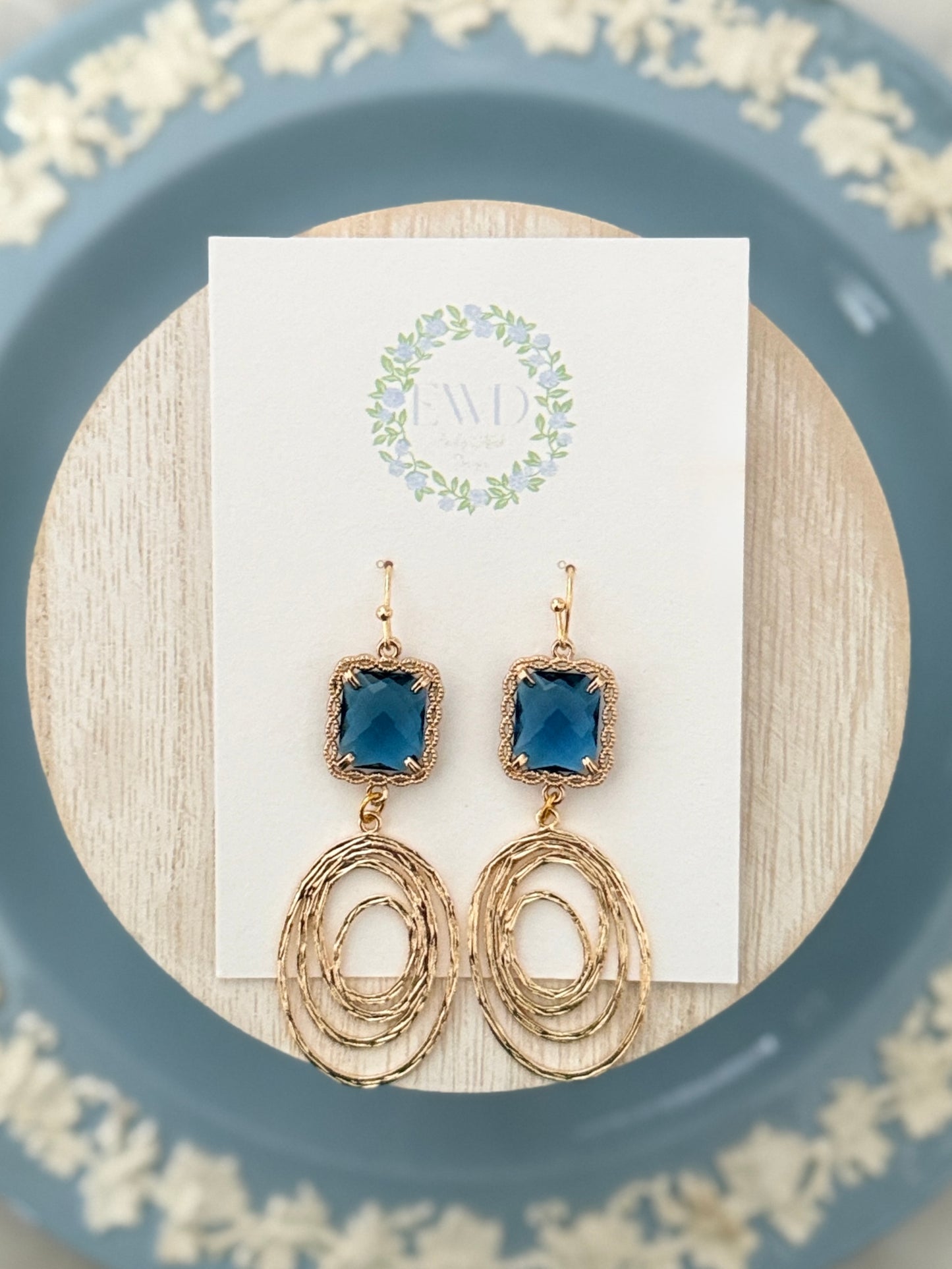 Blue Glass Oval Swirl