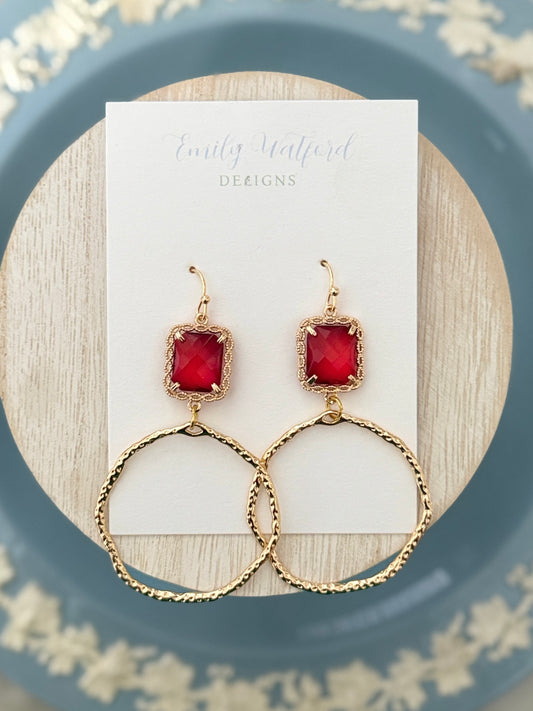 Red Glass Circle Dangle