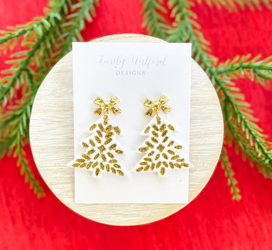 Gold Glitter Tree (White)