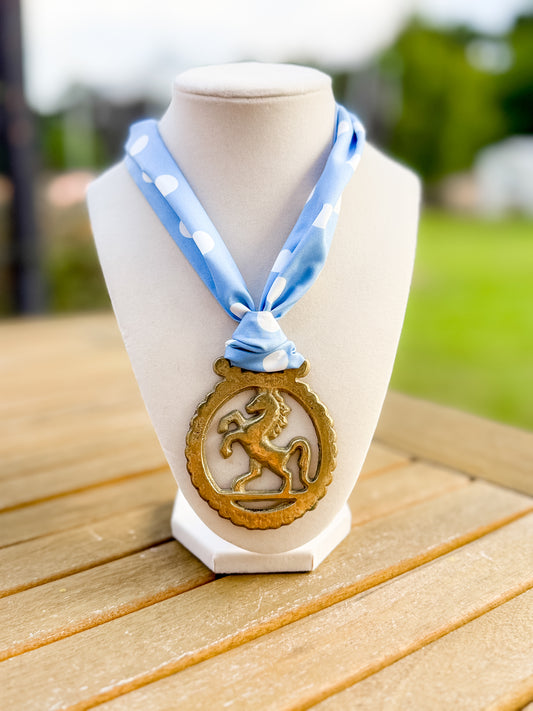 Standing Horse Medallion Scarf Necklace