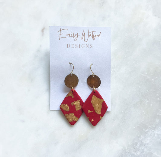 Red and Gold Diamond Dangle