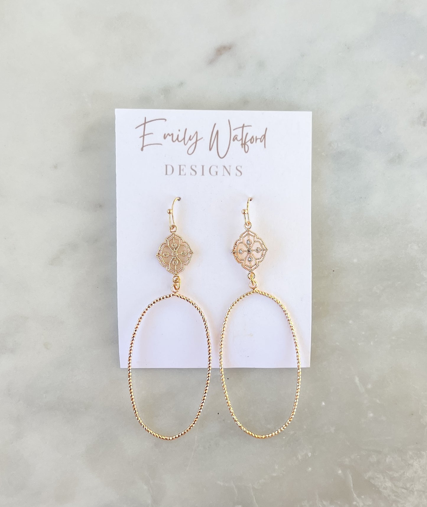 Gold Oval Dangle