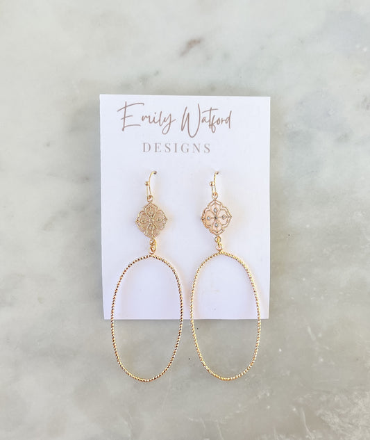 Gold Oval Dangle