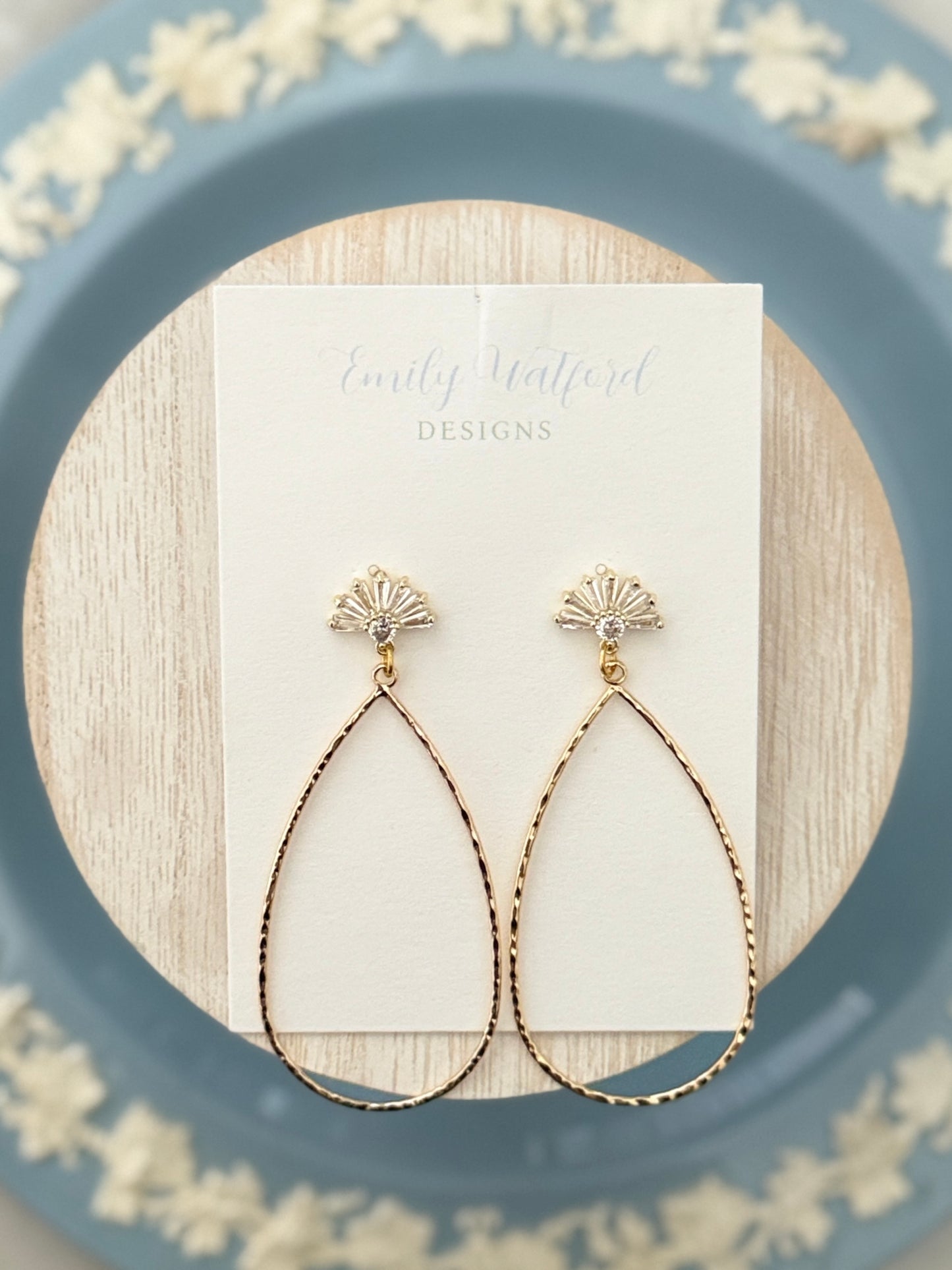 CZ Stud Teardrop Dangle